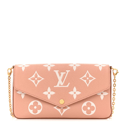 Louis Vuitton Empreinte Monogram Giant Felicie Pochette Chain Wallet Rose Trianon Creme 1 of 10