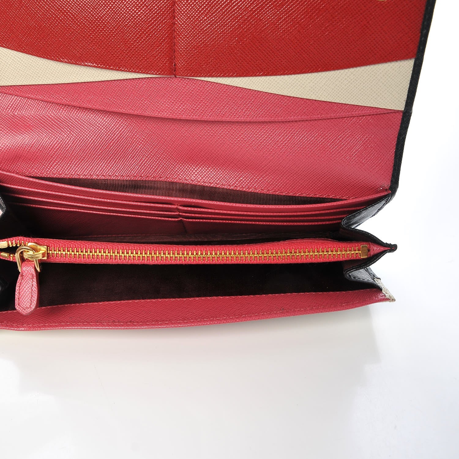Prada Saffiano Multicolor Continental Flap Wallet Black Peonia 6 of 7