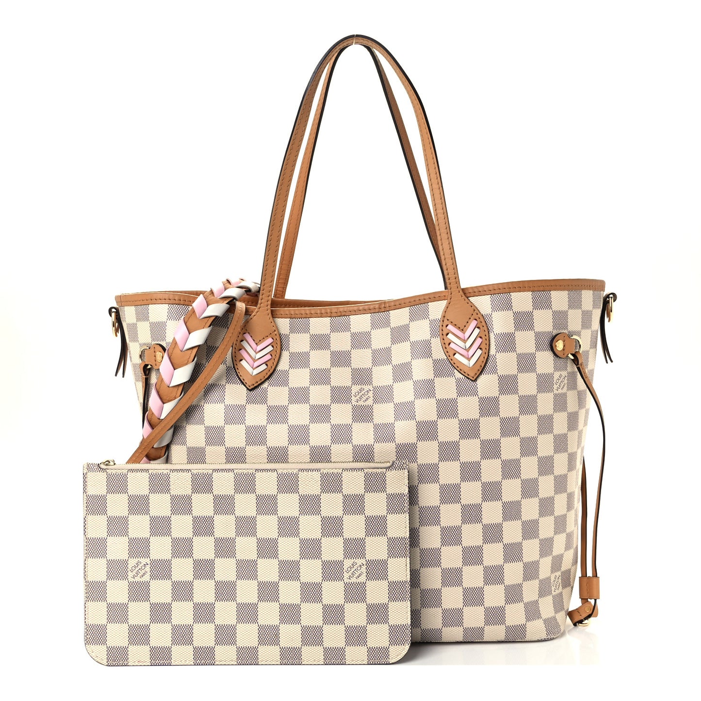 Damier Azur Braided Neverfull MM Orange