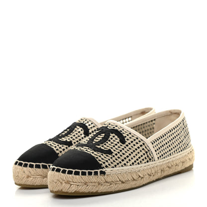 Chanel Mesh Grosgrain CC Espadrilles 36 Beige Black 3 of 8