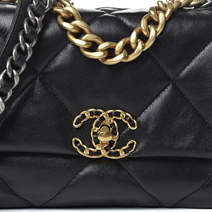 Chanel Lambskin Quilted Medium 19 Flap Black 10 of 11