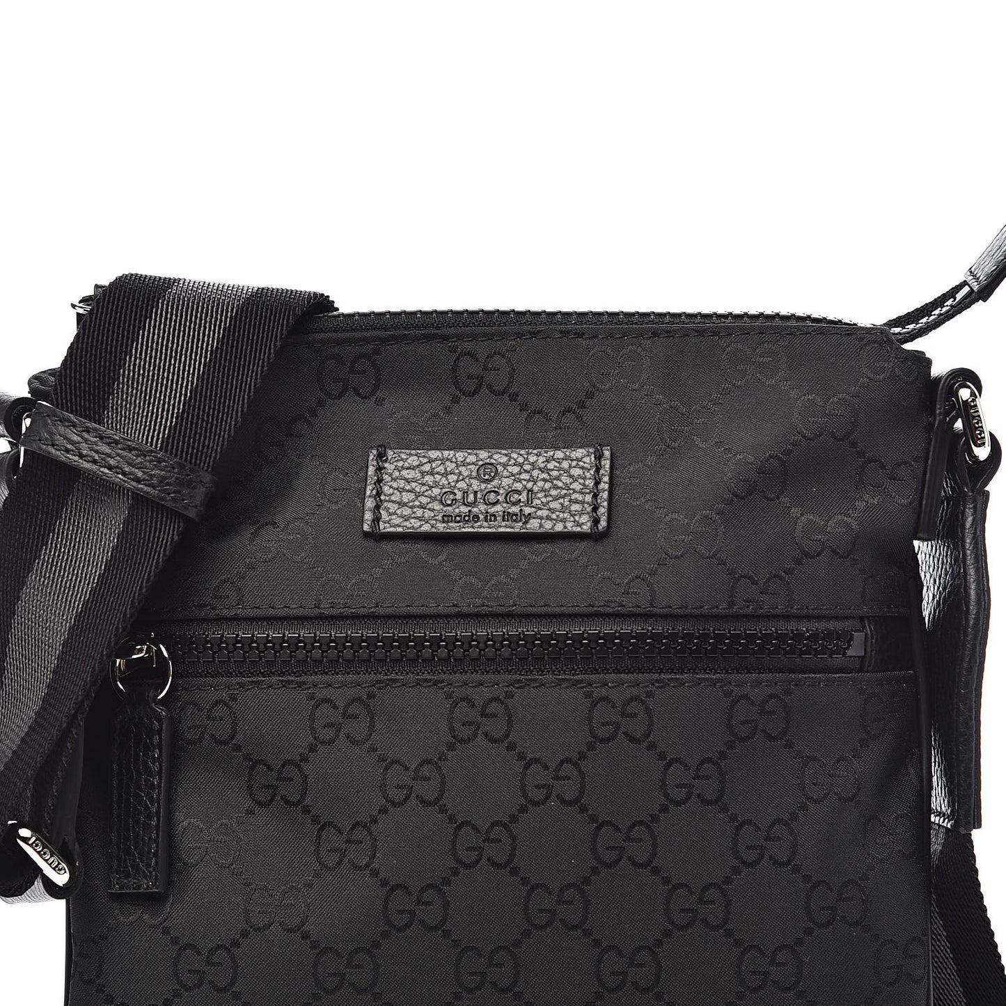 Nylon Monogram Mini Flat Messenger Bag Black