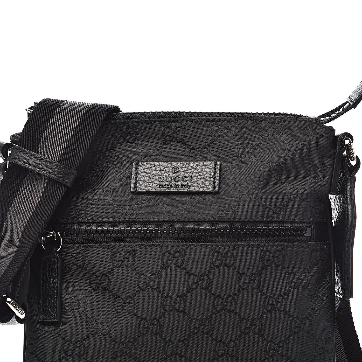 Gucci Nylon Monogram Mini Flat Messenger Bag Black 10 of 10