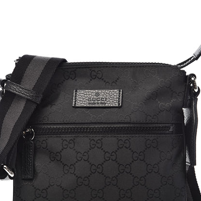 Gucci Nylon Monogram Mini Flat Messenger Bag Black 10 of 10