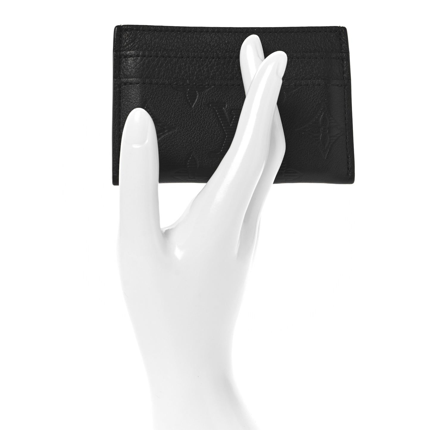 Calfskin Monogram Shadow Double Card Holder Black