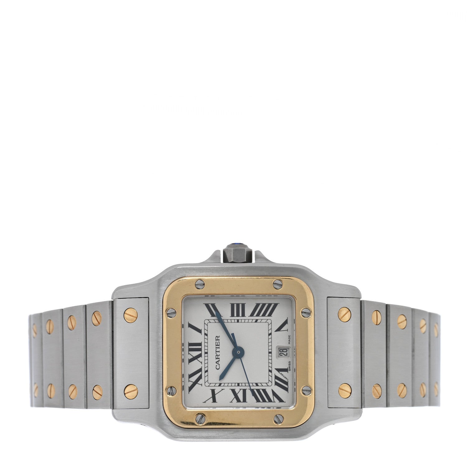 Cartier Stainless Steel 18K Yellow Gold 29mm Santos De Cartier Galbee Quartz Watch 2 of 4