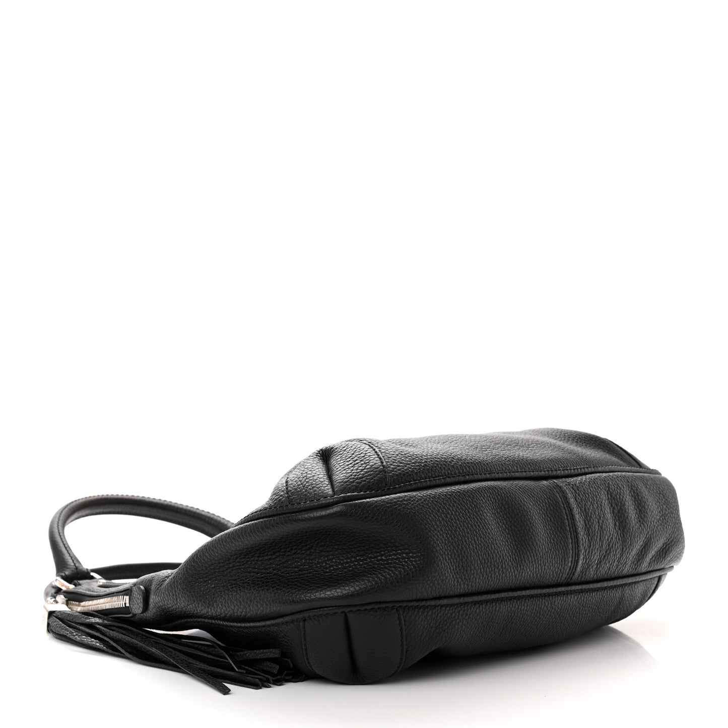 Grained Calfskin Tassel Hobo Black