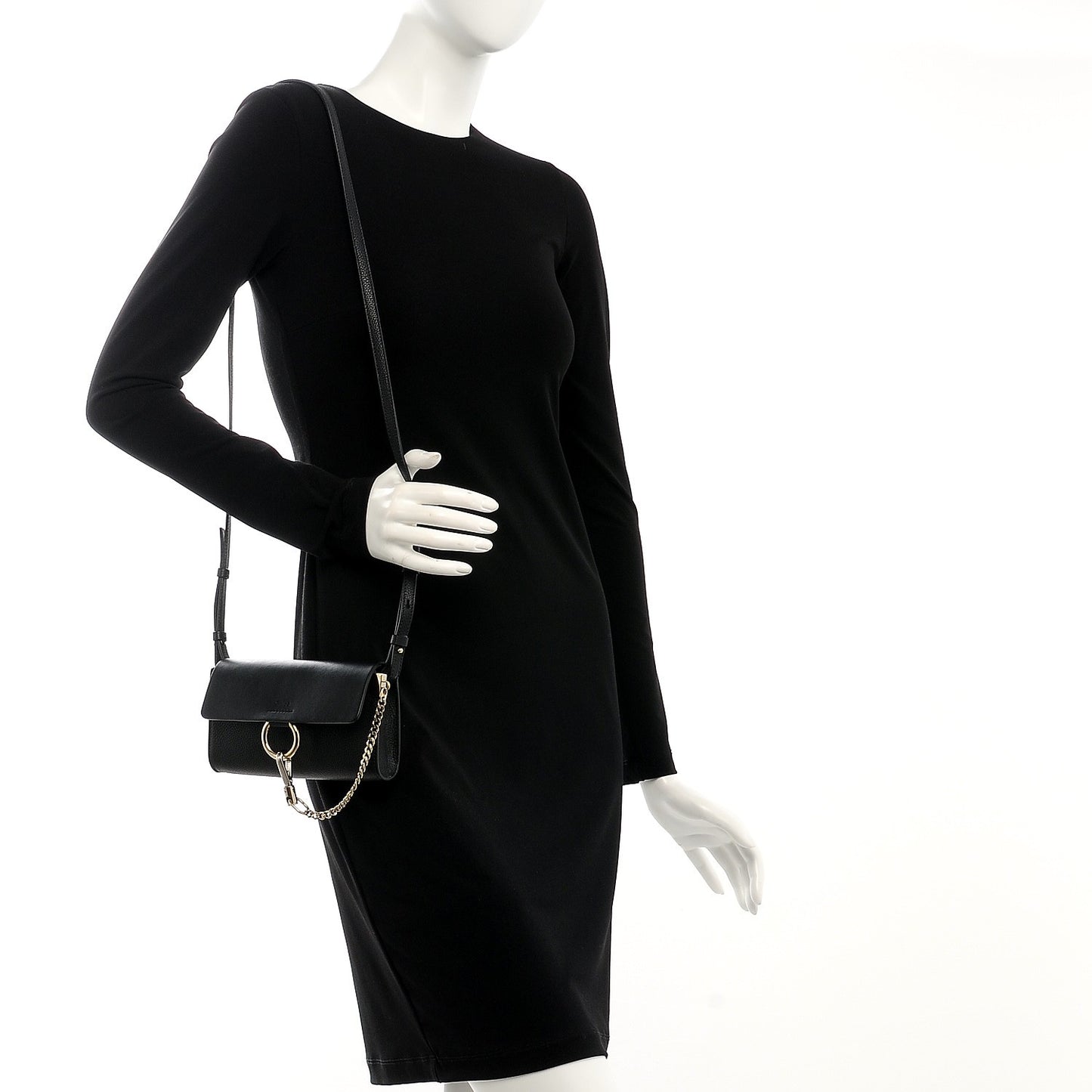 Suede Calfskin Mini Faye Shoulder Bag Black
