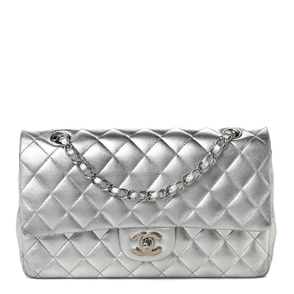 Chanel Metallic Lambskin Quilted Medium Double Flap Silver 1 of 9