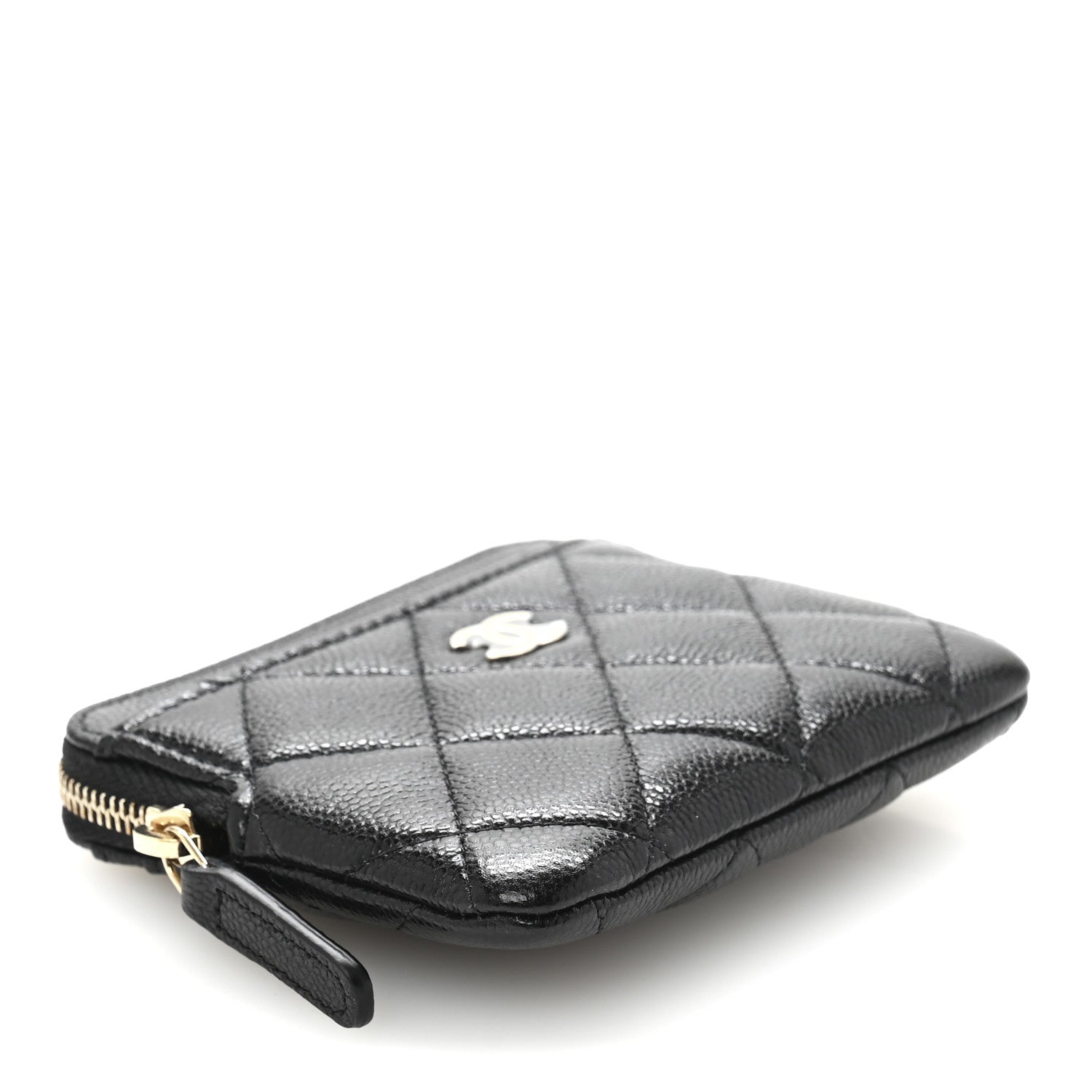 Chanel Caviar Quilted Zip Card Holder Wallet Black 4 of 8