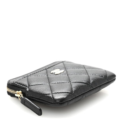 Chanel Caviar Quilted Zip Card Holder Wallet Black 4 of 8