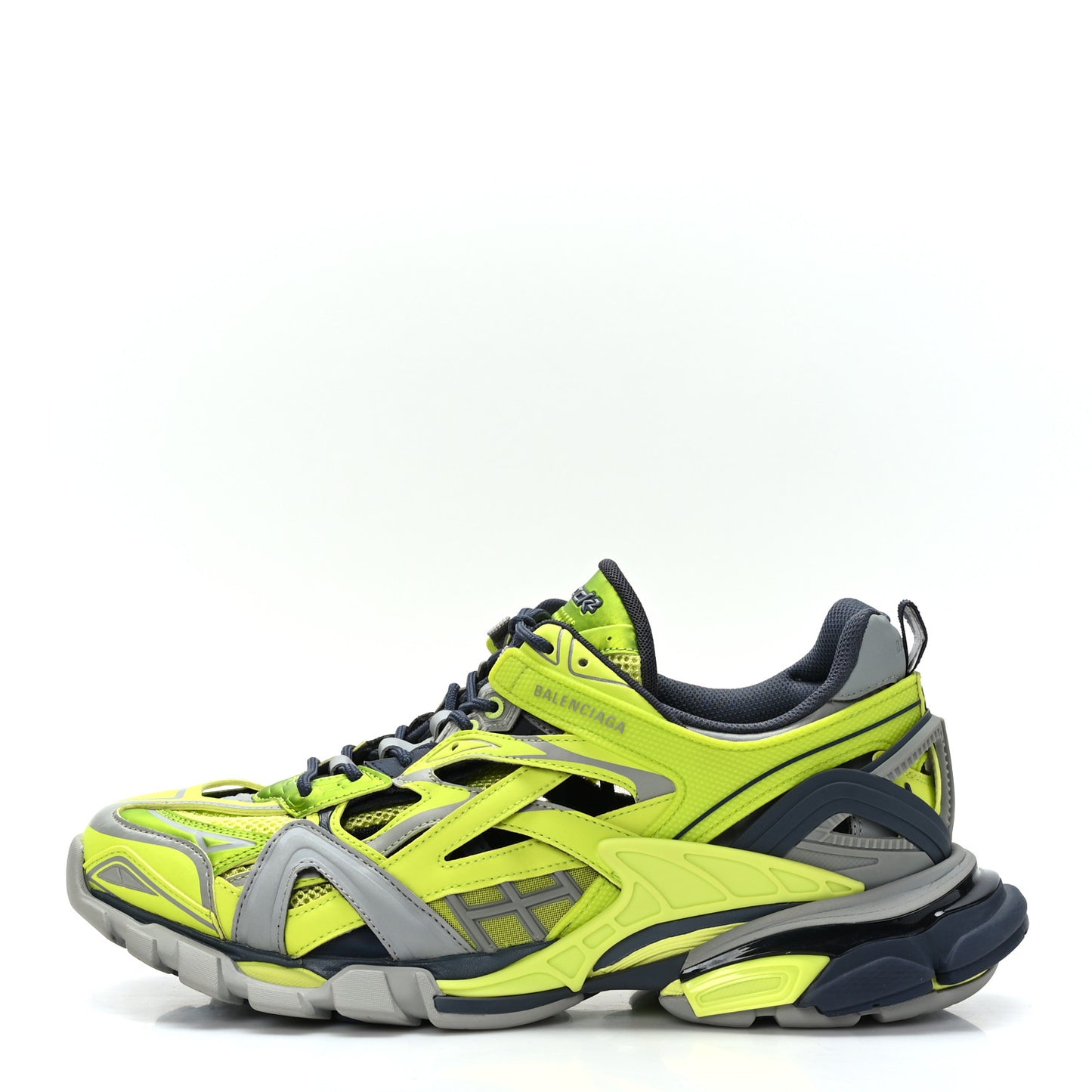 Rubber Mesh Tri-Color Clear Sole Mens Track.2 Open Sneakers 45 Acid Green Grey Dark Grey