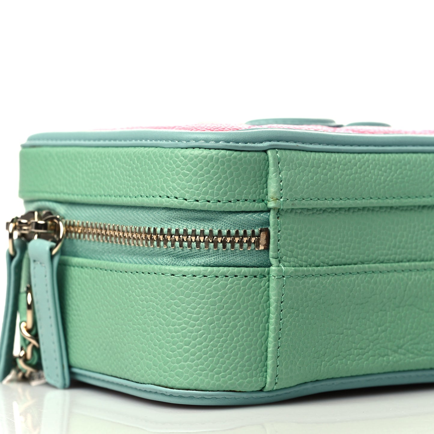Caviar Quilted Small CC Filigree Vanity Case Pink Green Blue