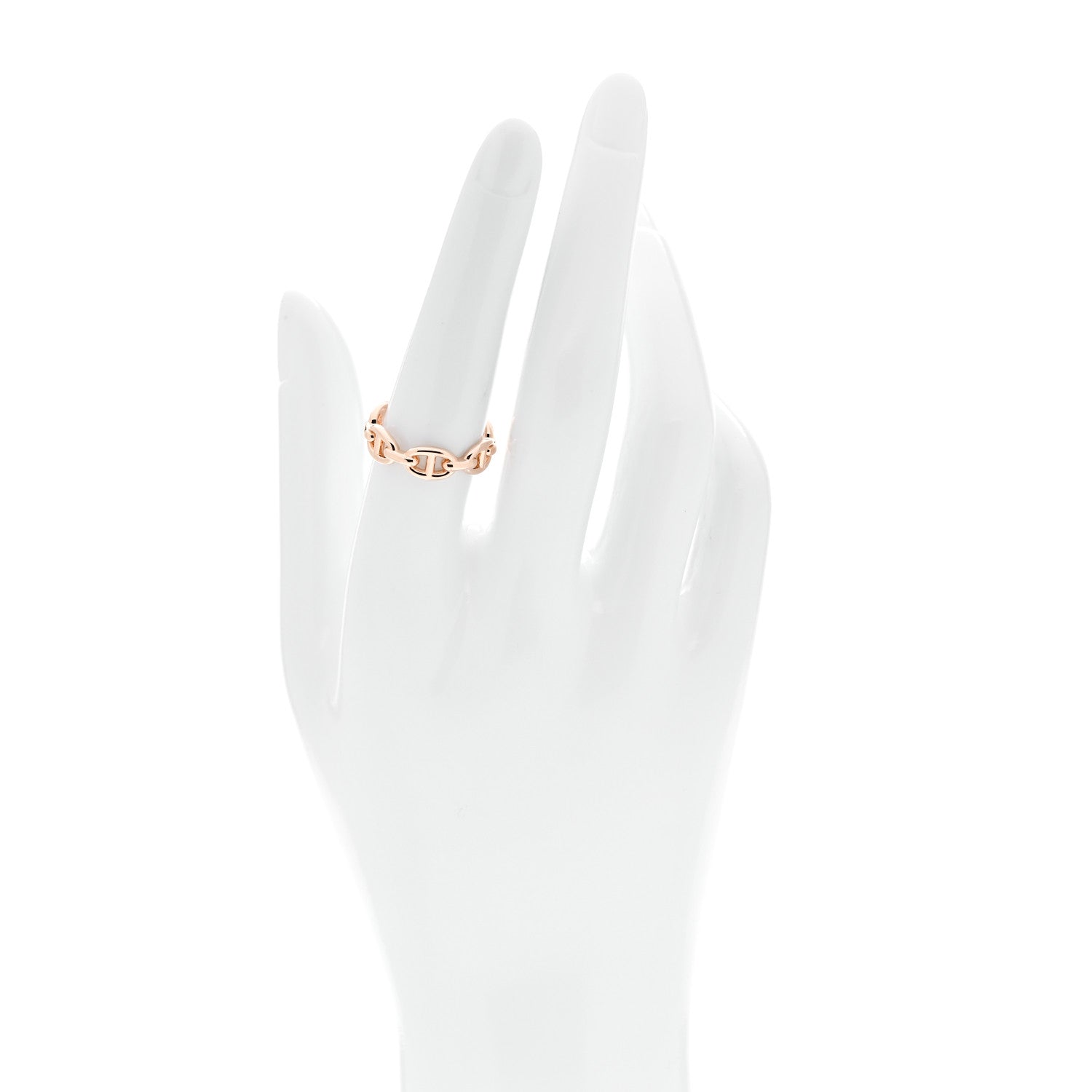 Hermes 18K Rose Gold PM Chaine d'Ancre Enchainee Ring 54 6.75 2 of 7