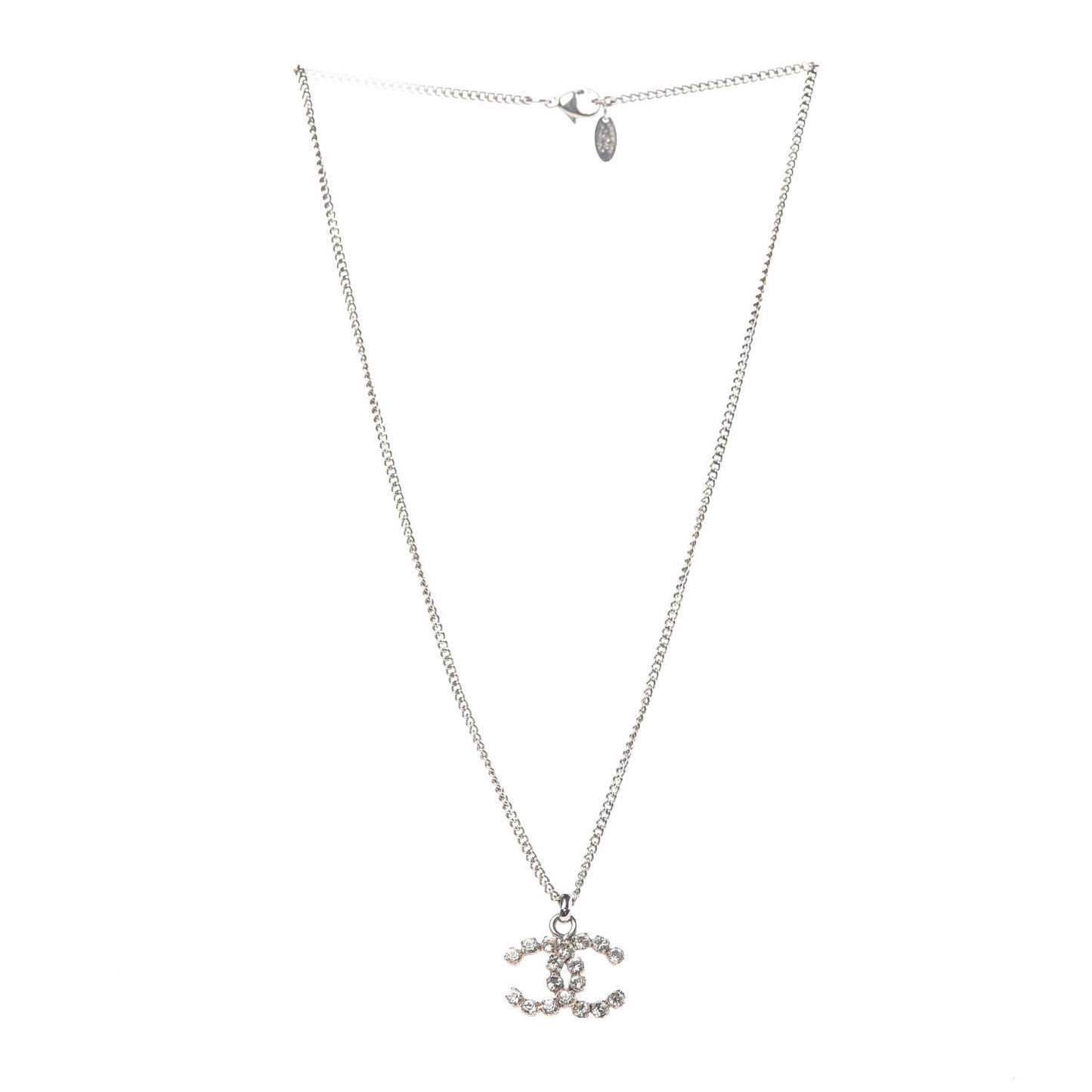 Crystal CC Pendant Necklace Silver