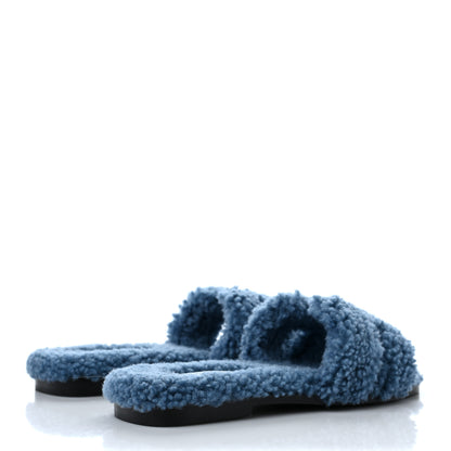 Hermes Woolskin Oran Sandals 35.5 Bleu 4 of 10