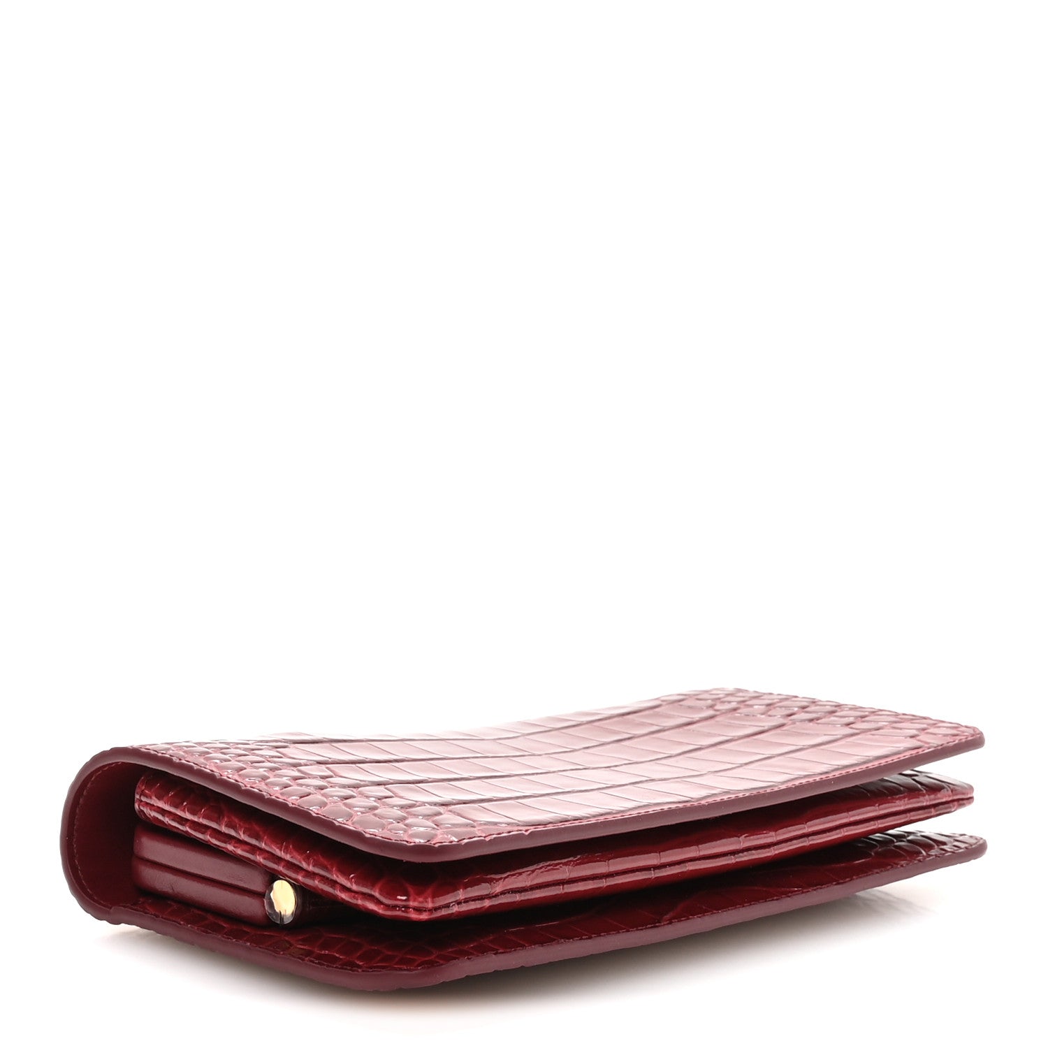 Chanel Calfskin Crocodile Embossed Clutch Burgundy 4 of 8