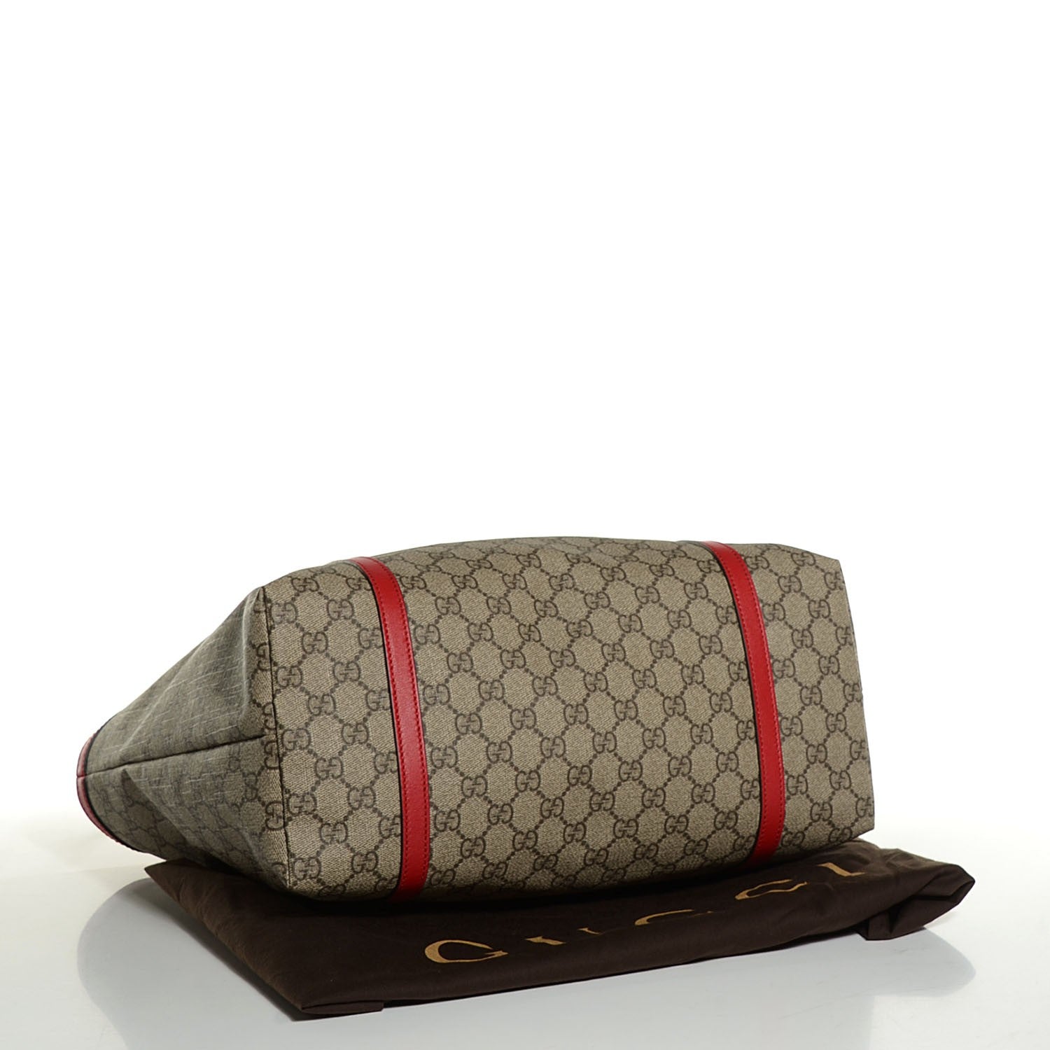 Gucci GG Supreme Monogram Calfskin Medium Nice Tote Beige Ebony Hibiscus Red 4 of 9