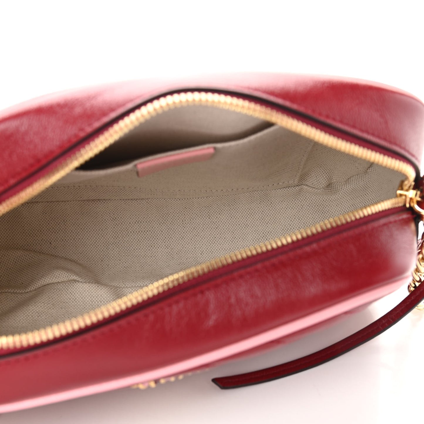 Azalea Calfskin Enamel Matelasse Diagonal Small Torchon GG Marmont Chain Shoulder Bag New Cherry Red Wild Rose