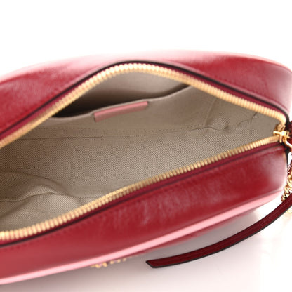 Gucci Azalea Calfskin Enamel Matelasse Diagonal Small Torchon GG Marmont Chain Shoulder Bag New Cherry Red Wild Rose 5 of 10