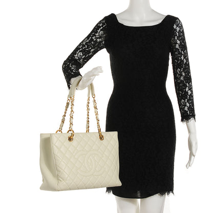 Chanel Caviar Quilted Grand Shopping Tote GST Light Green 2 of 7