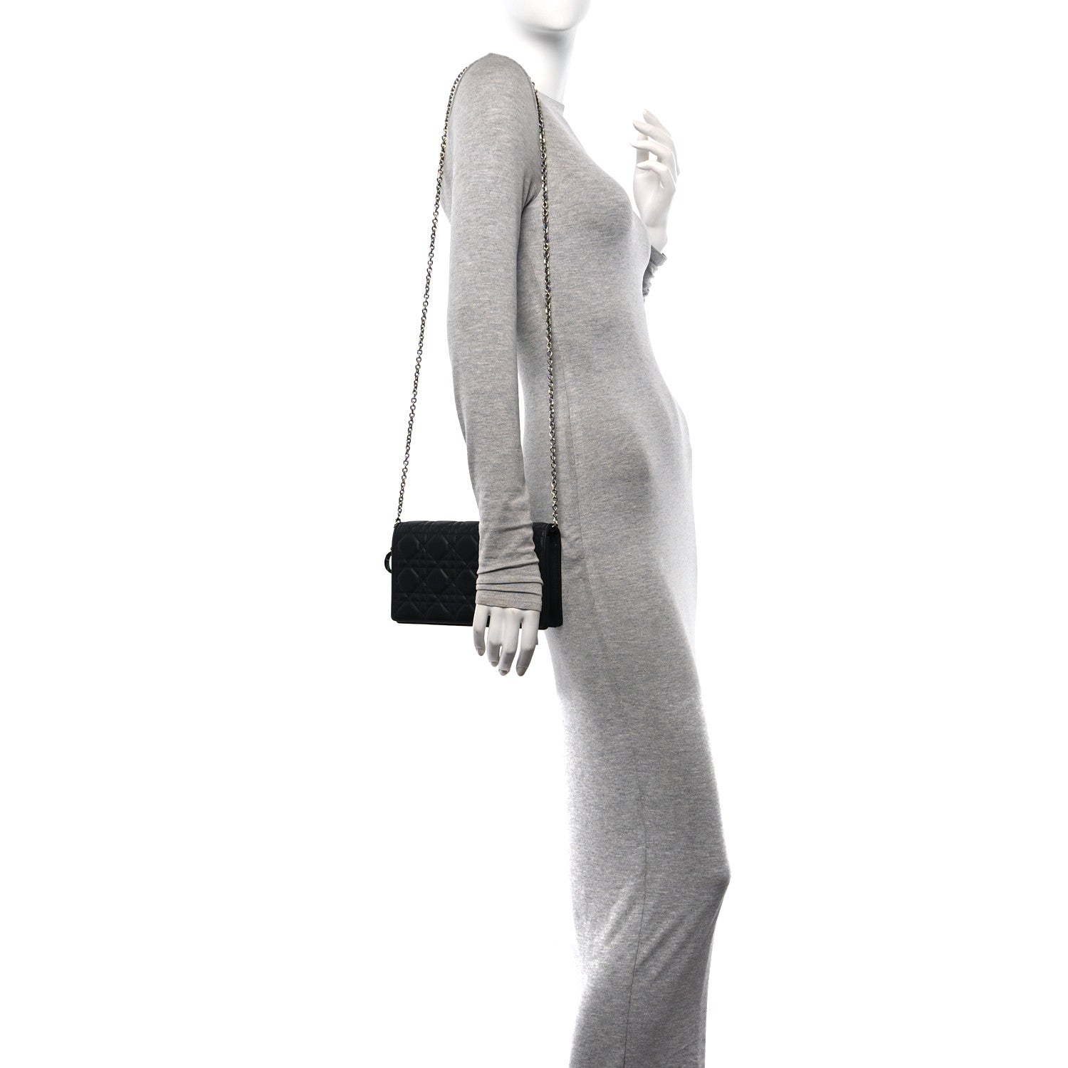 Christian Dior Lambskin Cannage Lady Dior Pouch Black 2 of 16