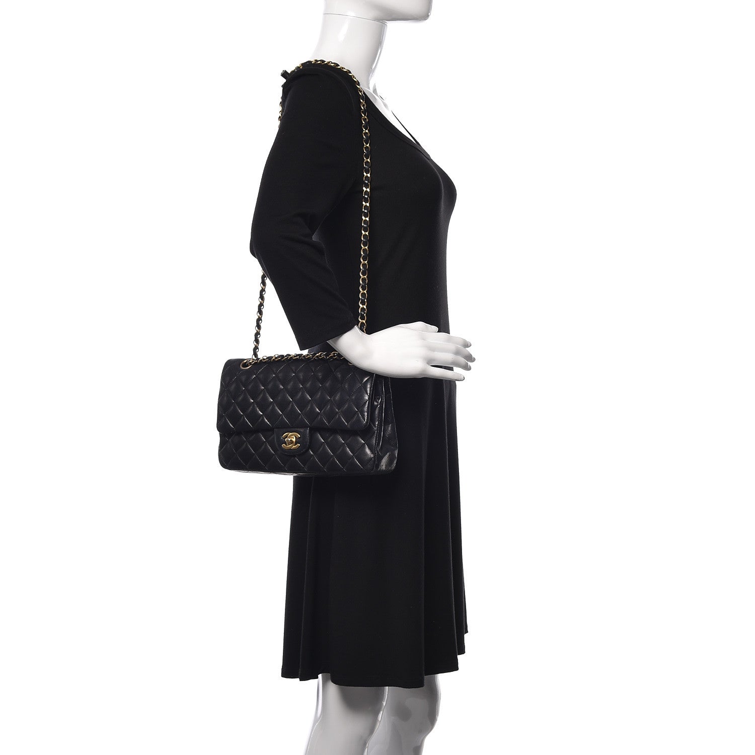 Chanel Lambskin Quilted Medium Double Flap Black 2 of 20