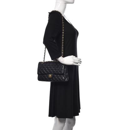 Chanel Lambskin Quilted Medium Double Flap Black 2 of 20