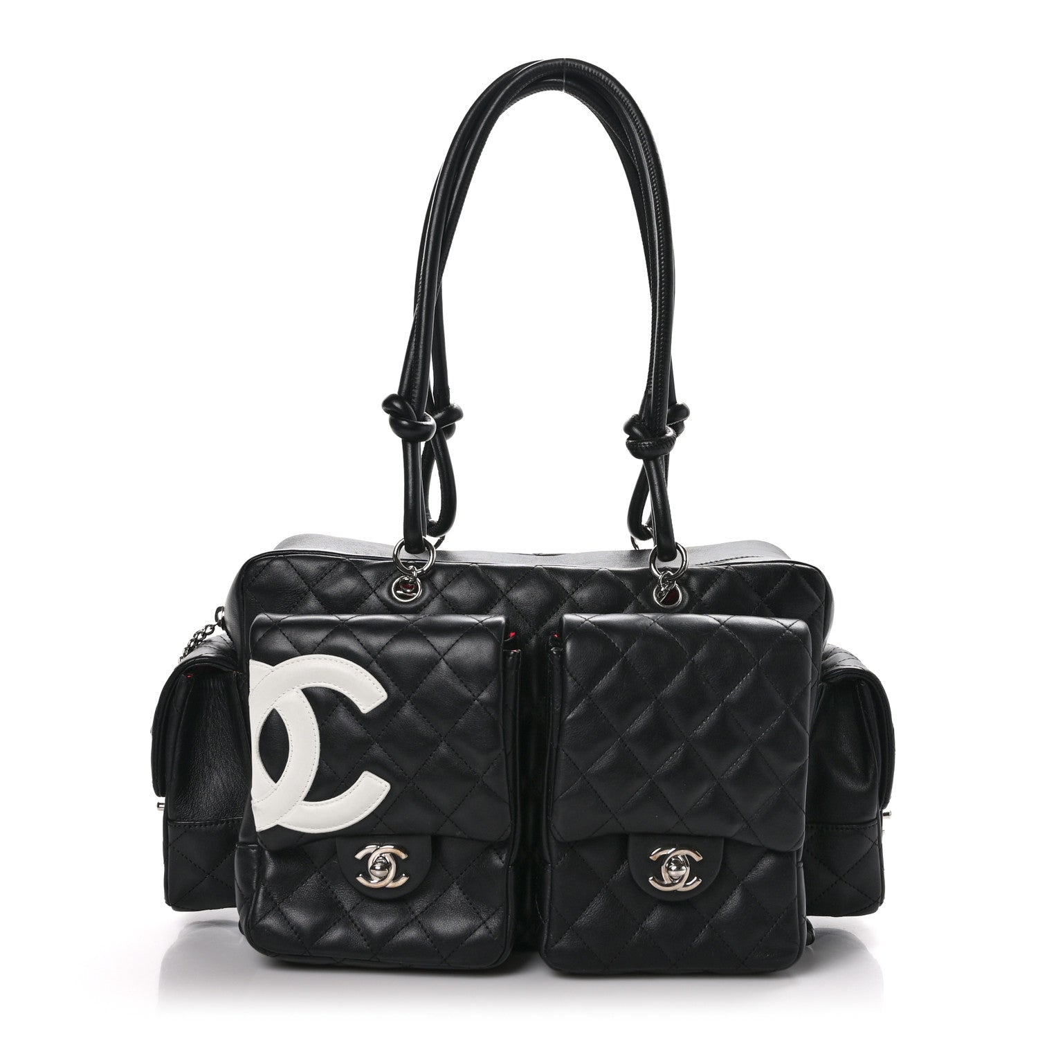 Chanel Calfskin Quilted Large Cambon Multipocket Reporter Black White 1 of 11
