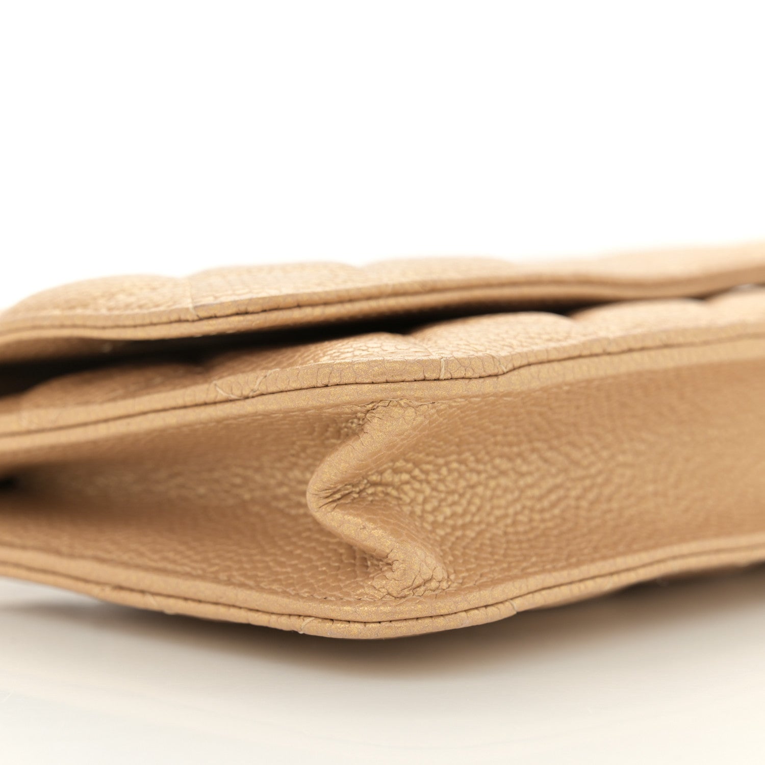 Chanel Pearly Caviar Quilted Wallet On Chain WOC Gold 9 of 11