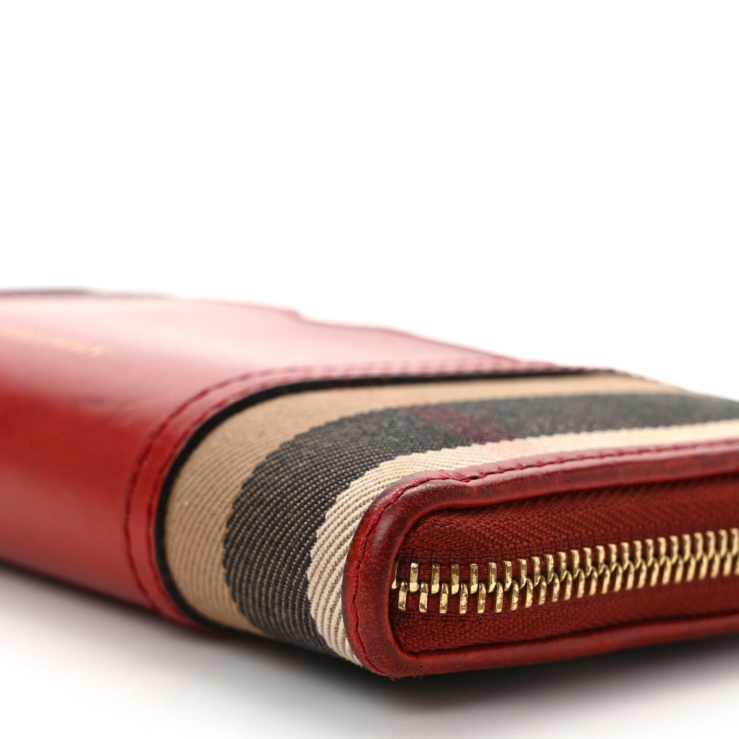 House Check Large Sartorial Ziggy Zip Around Wallet Military Red