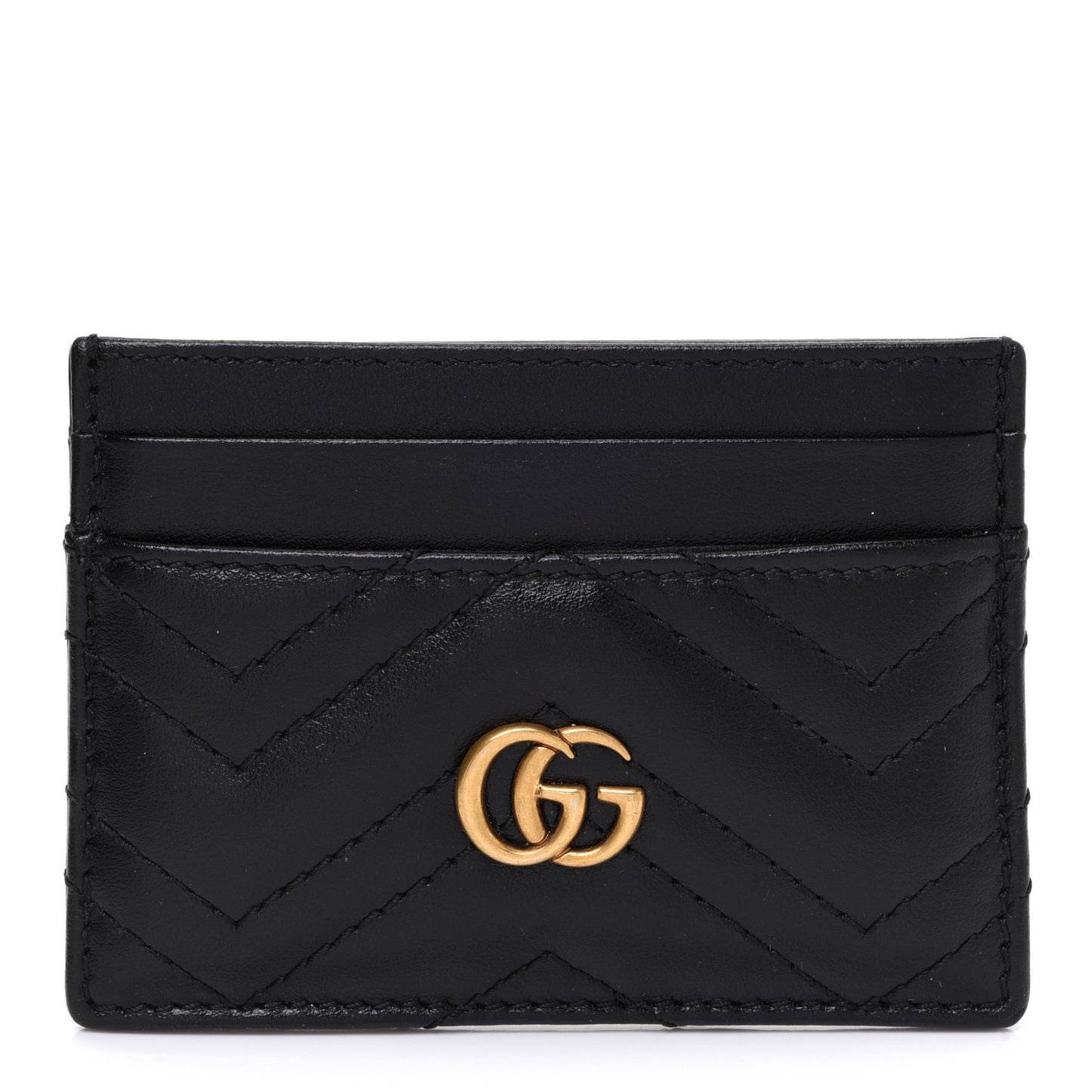 Calfskin Matelasse GG Marmont Card Holder Black