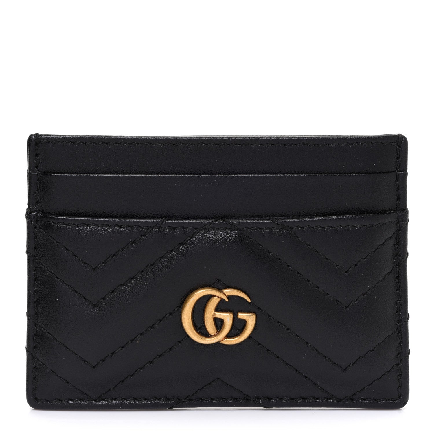 Gucci Calfskin Matelasse GG Marmont Card Holder Black 1 of 8