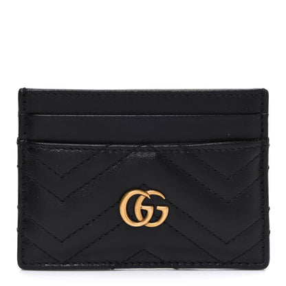 Gucci Calfskin Matelasse GG Marmont Card Holder Black 1 of 8