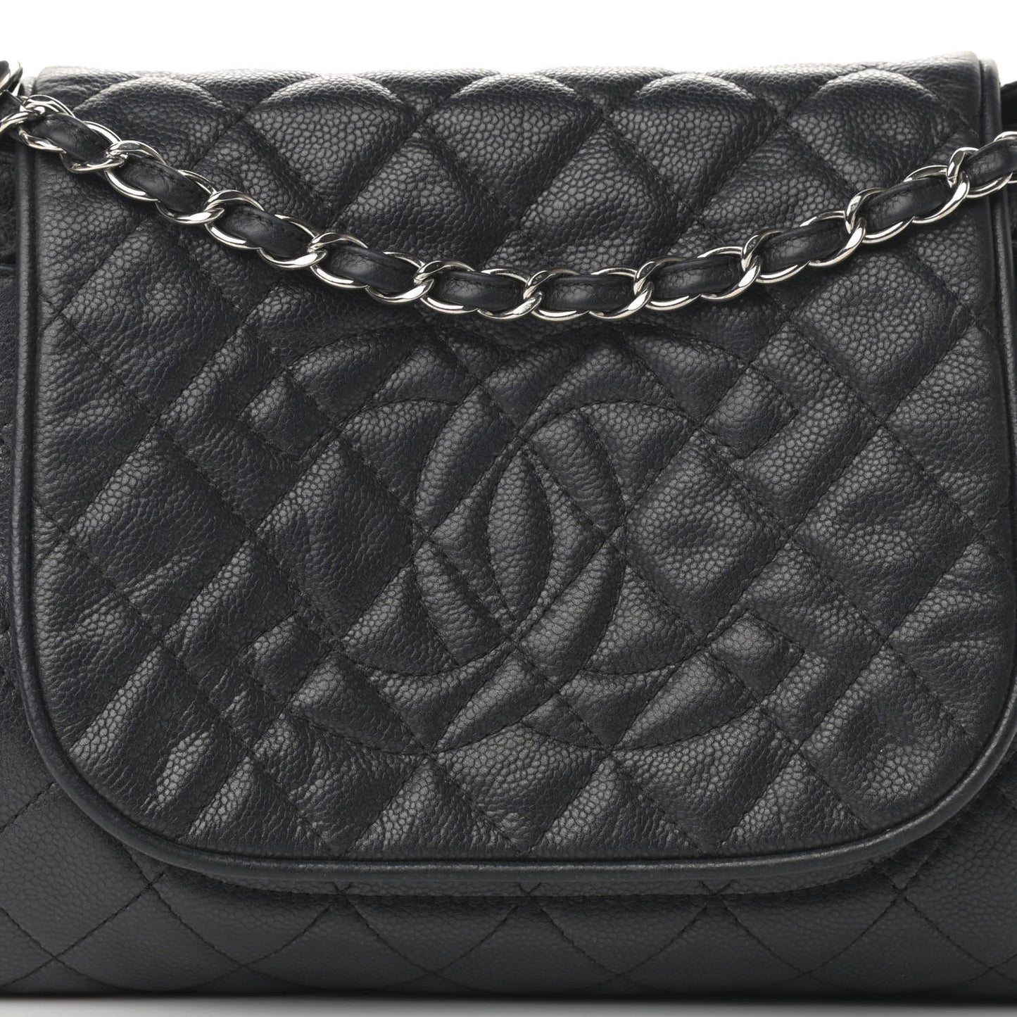 Caviar Quilted Timeless Accordion Flap Black