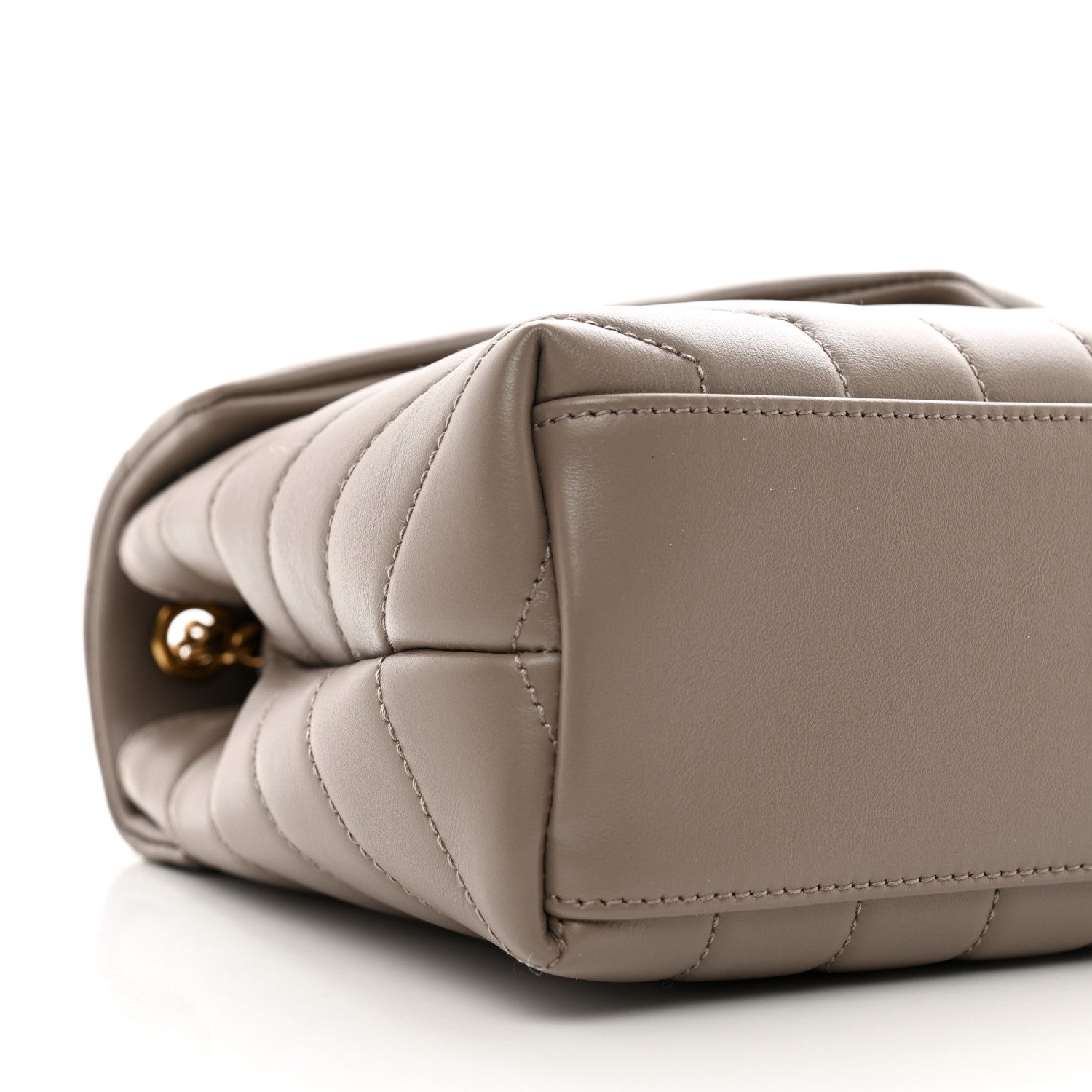 Saint Laurent Calfskin Y Quilted Monogram Small Loulou Chain Satchel Taupe 10 of 11