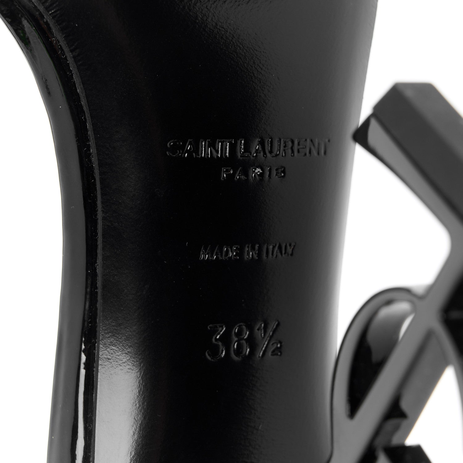 Saint Laurent Patent Calfskin Opyum 110 Sandals 38.5 Black 8 of 10