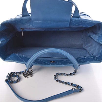 Chanel Calfskin Quilted Small Easy Shopping Tote Blue 7 of 11