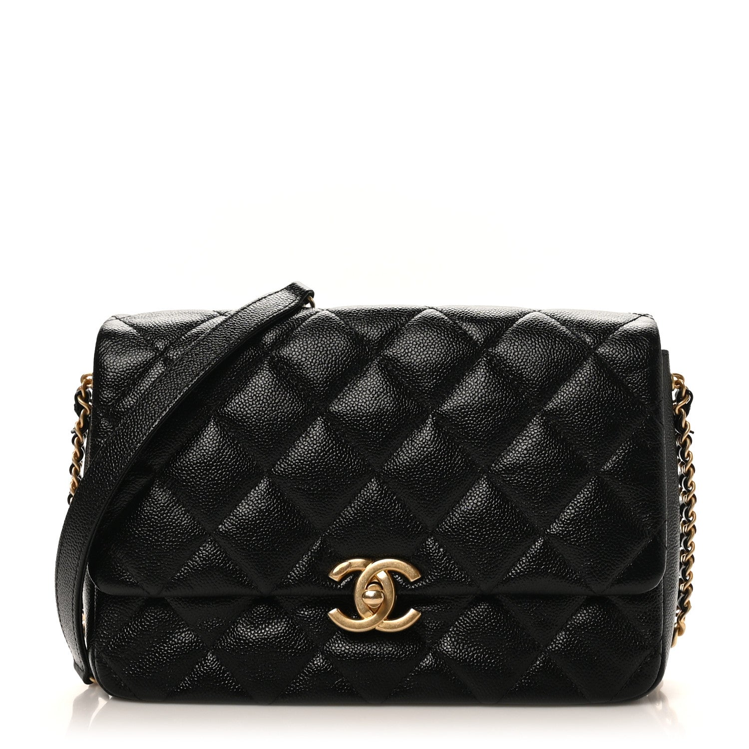 Chanel Shiny Caviar Quilted Large Chain Melody Flap Black 2 of 19