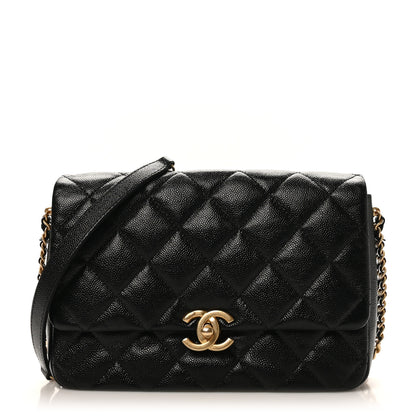 Chanel Shiny Caviar Quilted Large Chain Melody Flap Black 2 of 19