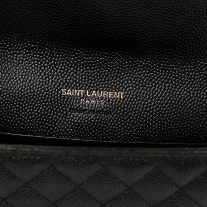 Saint Laurent Grain De Poudre Textured Mixed Matelasse Triquilt Small Monogram Envelope Wallet Black 6 of 10