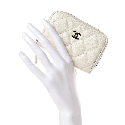 Chanel Caviar Quilted Zip Around Coin Purse Ivory 2 of 7