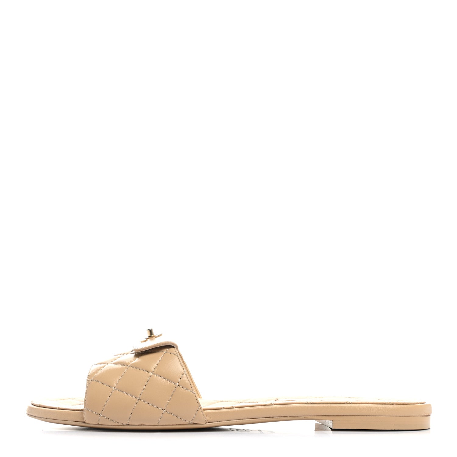 Chanel Lambskin Quilted CC Turnlock Sandals 41 Beige 1 of 9