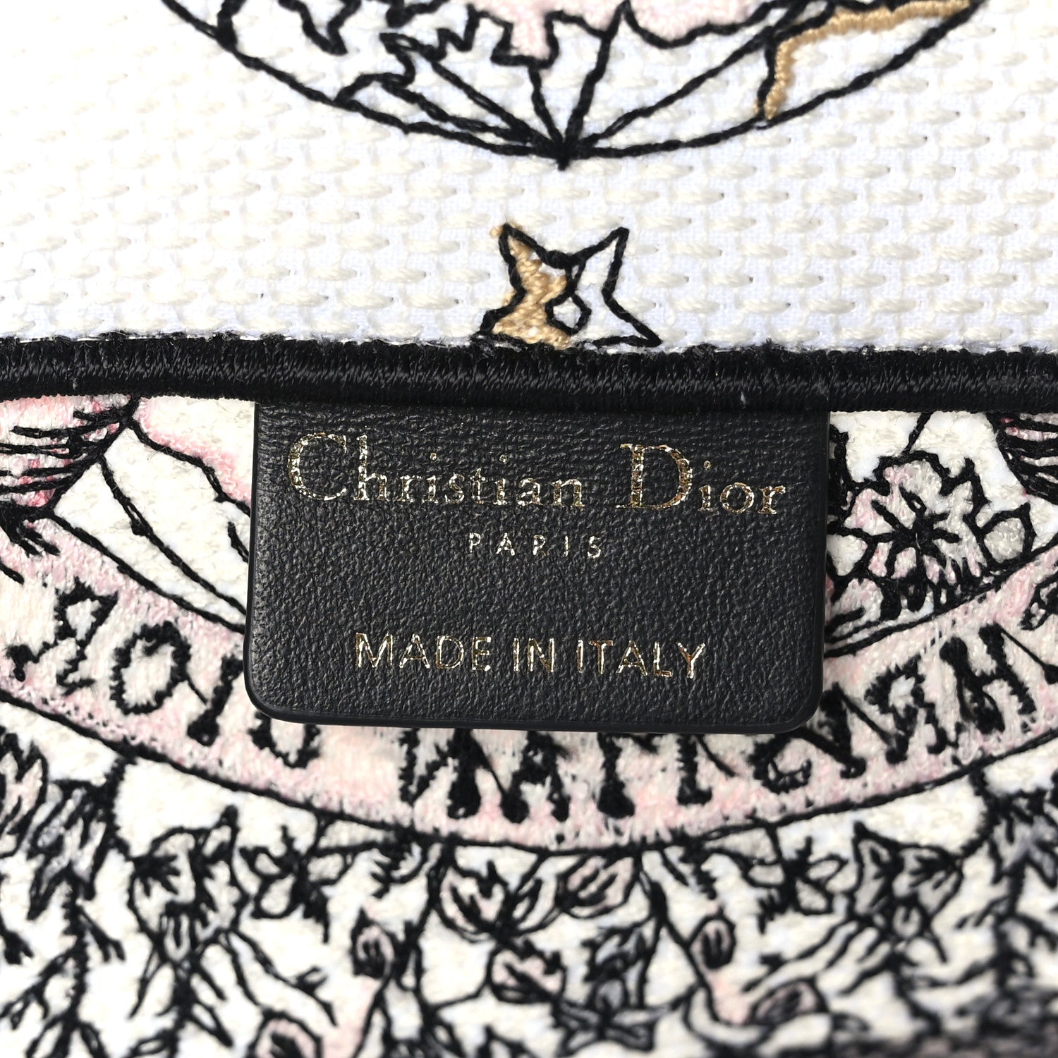 Christian Dior Canvas Embroidered Medium Butterfly Around The World Book Tote White Pastel Pink 6 of 9