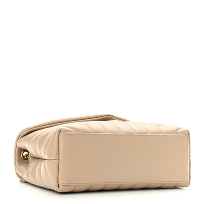 Saint Laurent Calfskin Y Quilted Monogram Small Loulou Chain Satchel Dark Beige 3 of 9