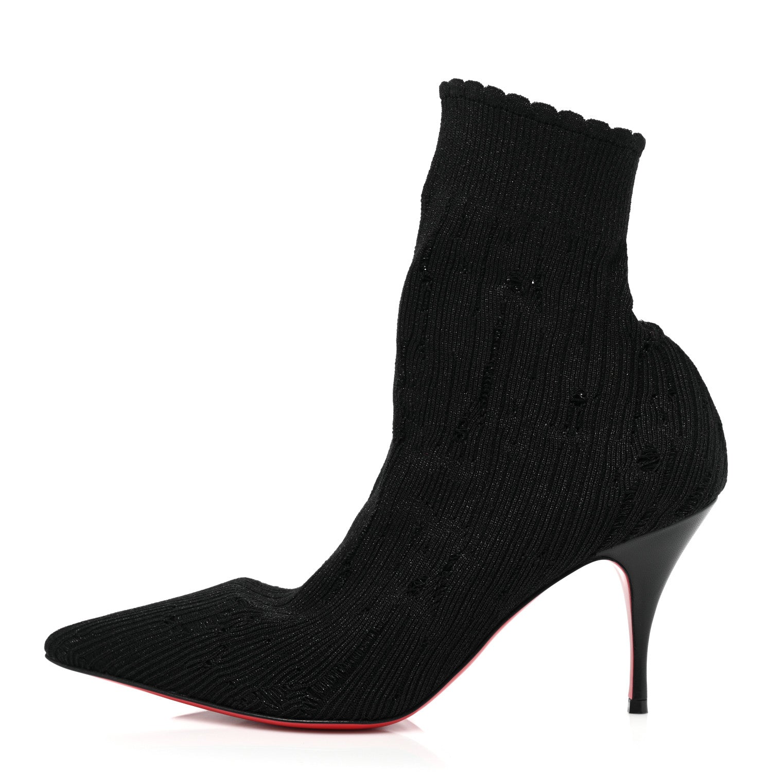Christian Louboutin Tricot Lurex Sandrine 80 Sock Ankle Boots 38 Black 1 of 12