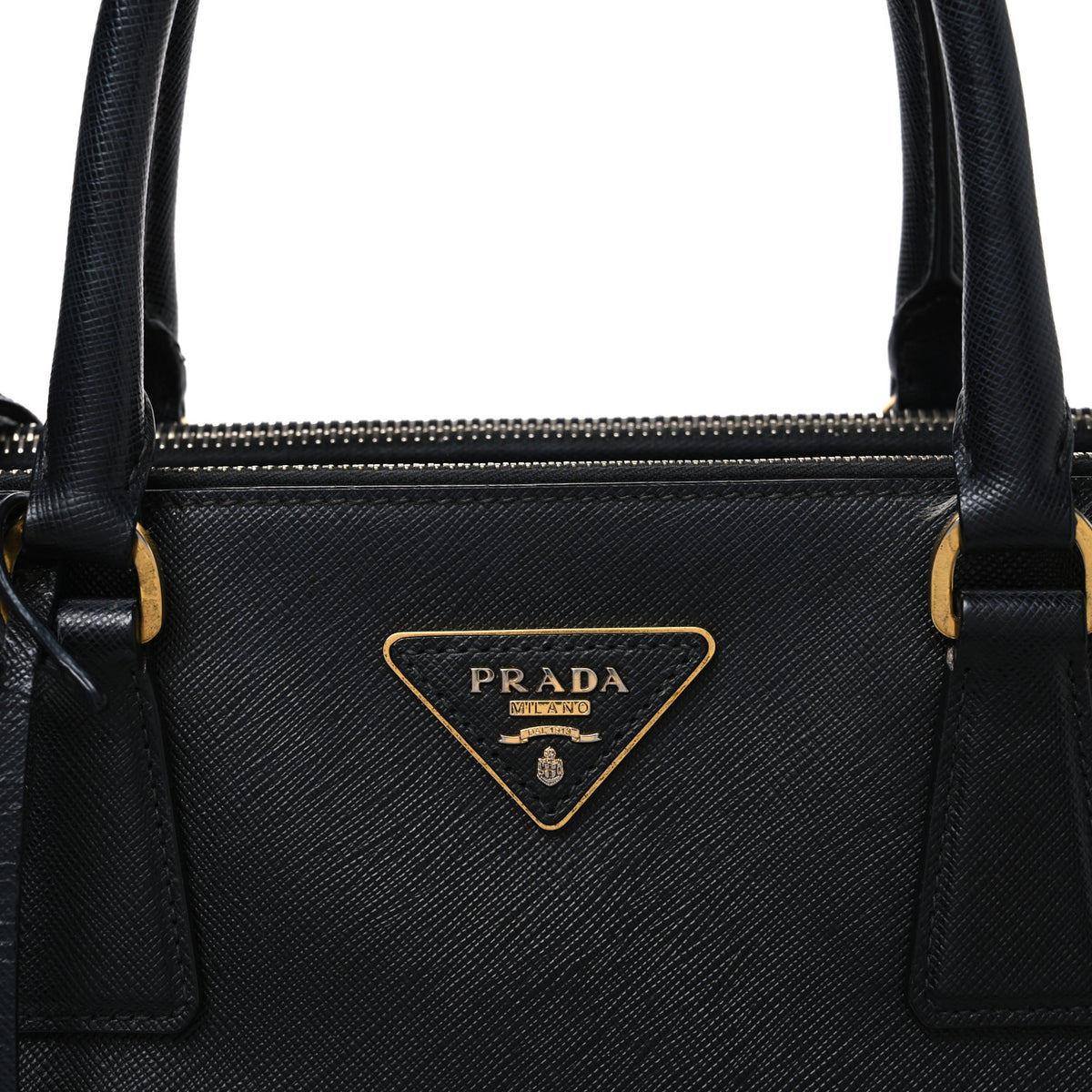 Saffiano Lux Medium Galleria Double Zip Tote Black