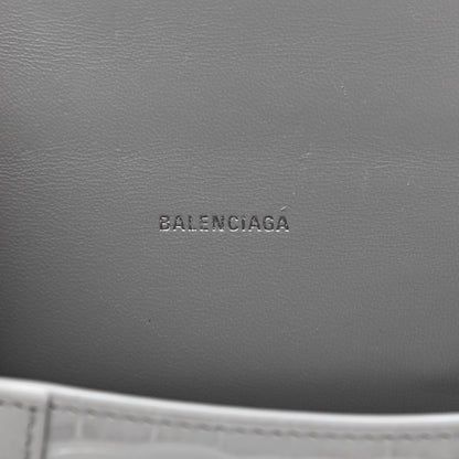 Balenciaga Shiny Calfskin Crocodile Embossed Hourglass Top Handle Bag XS Balenciaga Grey 6 of 11