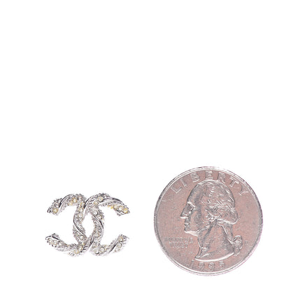 Chanel Crystal CC Twisted Earrings Silver 2 of 7