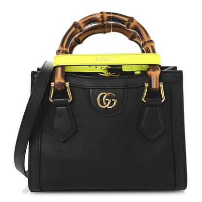 Gucci Wonka Grain Calfskin Mini Diana Tote Bag Black Yellow Fluo 1 of 14